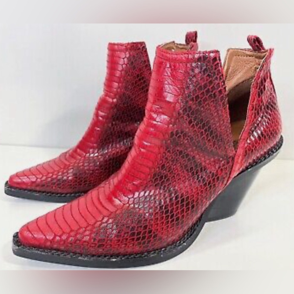 Free People X Jeffrey Campbell Matternhorn Western Red Snakeskin Boots | Red